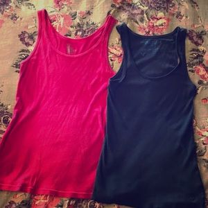 Two tank tops: Navy blue & Pink ribbed tank tops